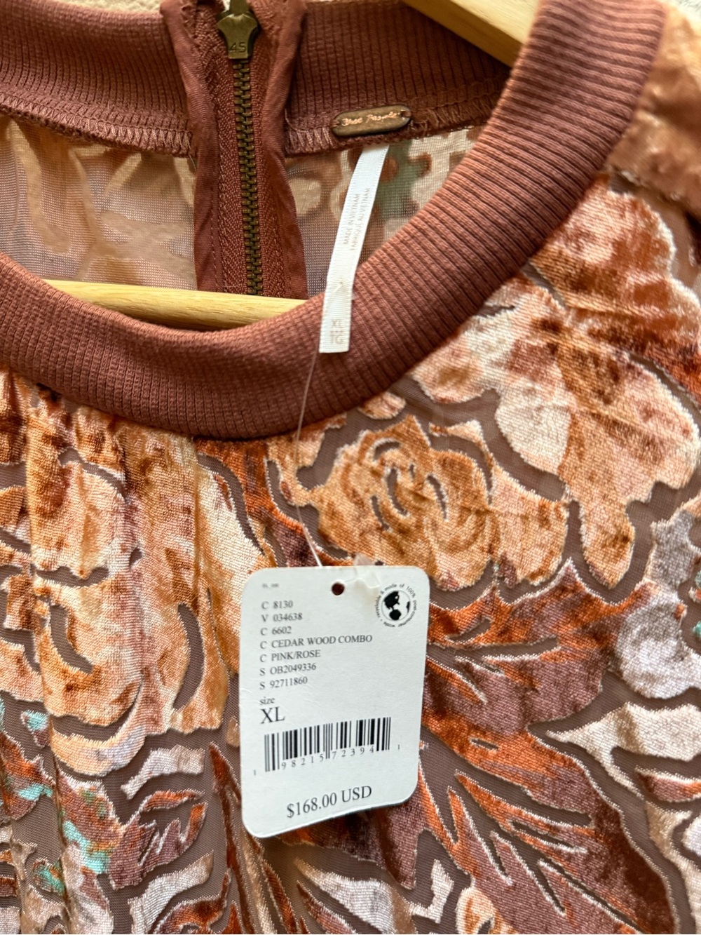 Free People Velvet Embroidered Tunic - Rose Taupe - Picture 4 of 5